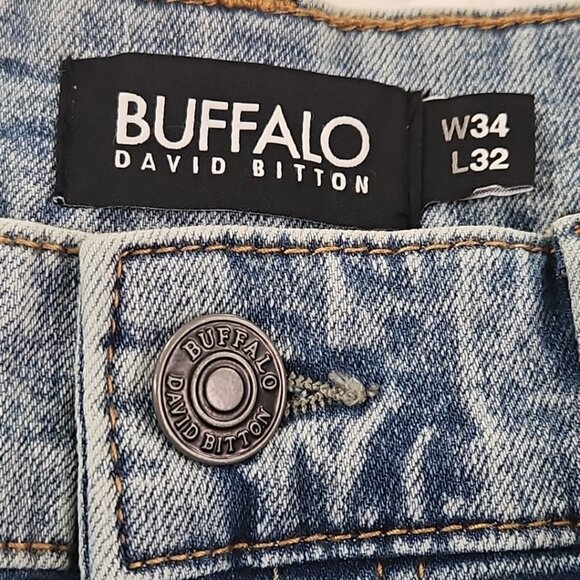 Buffalo David Bitton Straight Six Jeans Men's 34x30 Light Wash NWT Stretch NEW - Picture 4 of 16